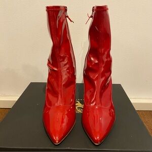 Stuart Weitzman Patent Leather Red Sock Women’s Boots